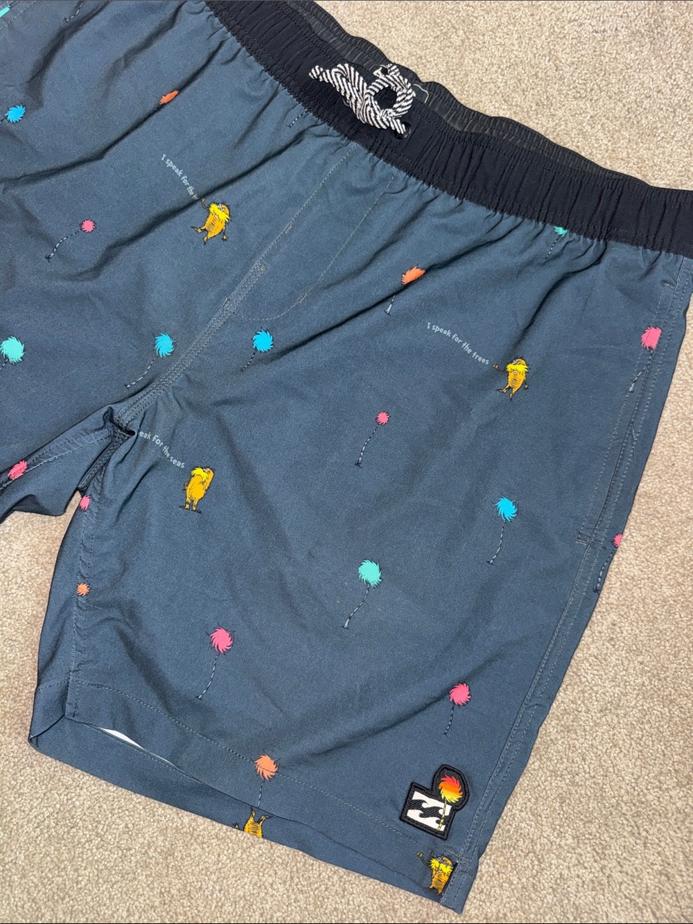 Billabong Dr Seuss Lorax dark blue swim trunks shorts